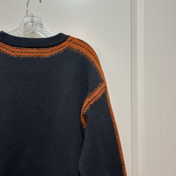 Vintage Kama Men Sweater Retro Crew Neck 80s Graphic Pullover Blue Orange Medium - Picture 11 of 11